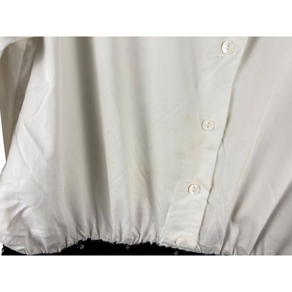 Mare Mare Twofer White Button Down Black Sequin Skirt Combo Mini Dress - Picture 10 of 12